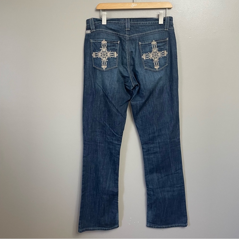 Cruel Girl Danika Jeans Women 9L Relaxed Bootcut Studded cross pocket Denim Blue